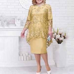 Women's Casual Fashion Lace Embroidery Medium Long Length 2-Piece Set Dress NWOT